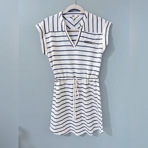 Ya Los Angeles women's dress drawstring waist navy and white stripe size large